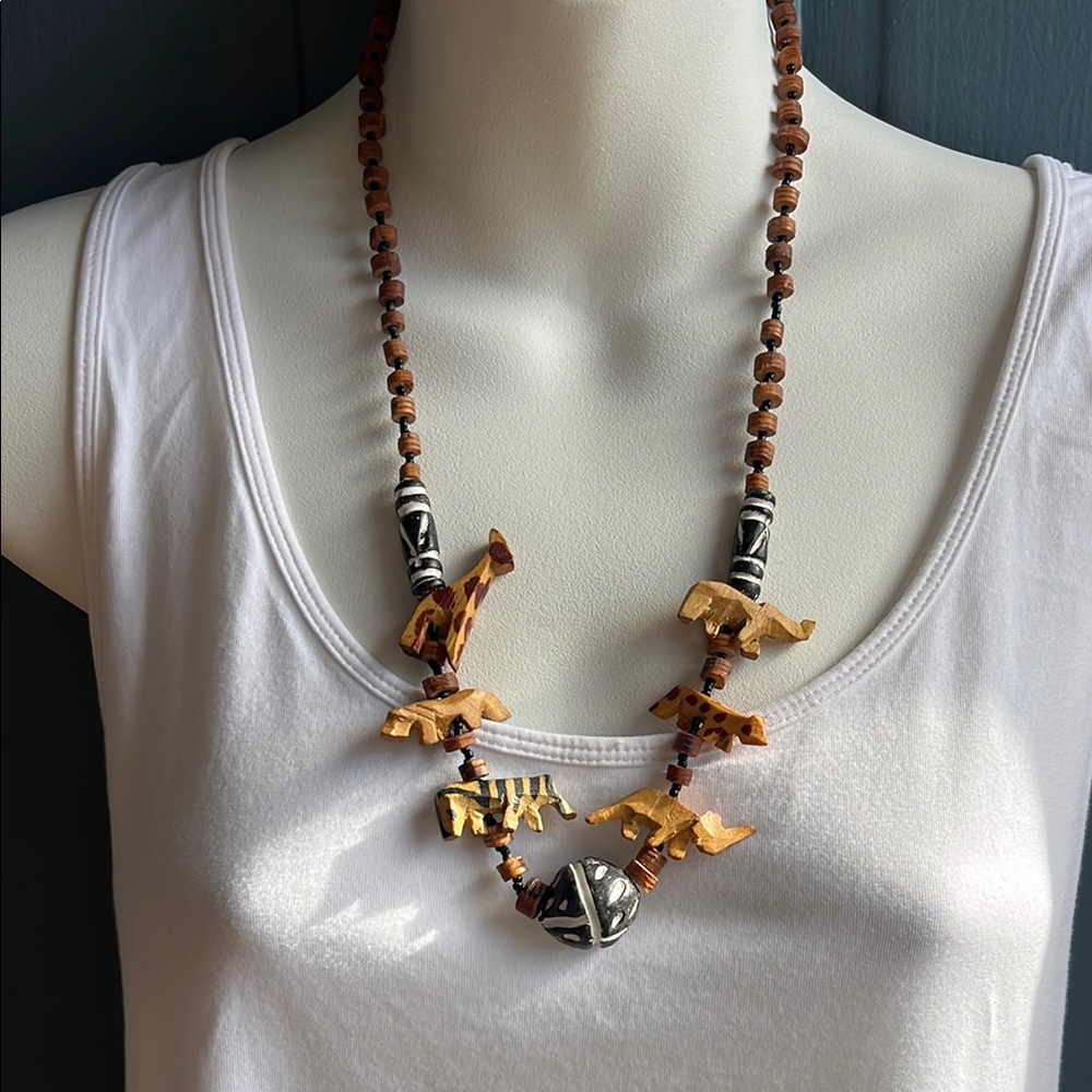 Handcrafted Brown Wooden Animal Pendant Necklace